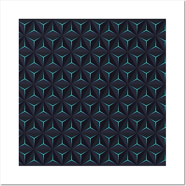 Geometric Blue shapes Pattern Wall Art by archila